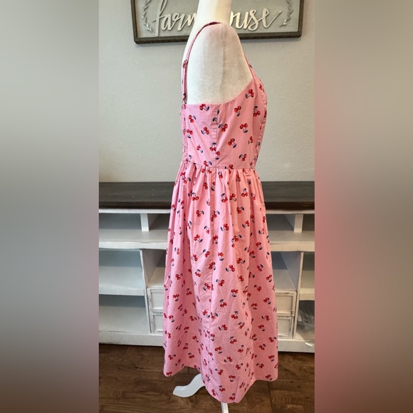 Kate Spade Cherry Toss Poplin Dress Pink Valentines Midi Women's Size 12 P - Picture 4 of 10
